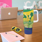 Personalised Australia Christmas Island Tumbler With Handle Golden Bosun Abutilon listeri With Map - Aussie Hoodie