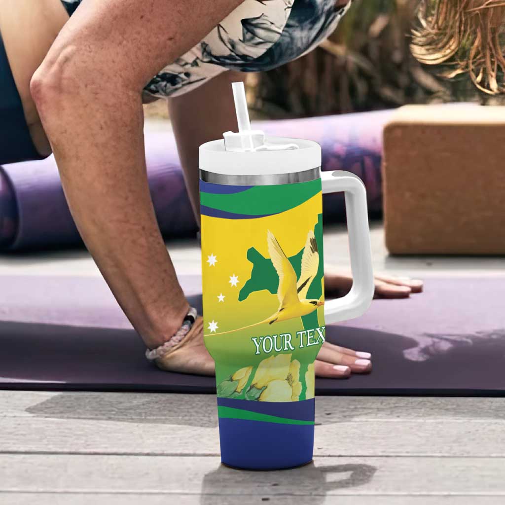 Personalised Australia Christmas Island Tumbler With Handle Golden Bosun Abutilon listeri With Map - Aussie Hoodie