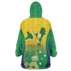 Personalised Australia Christmas Island Wearable Blanket Hoodie Golden Bosun Abutilon listeri With Map - Aussie Hoodie