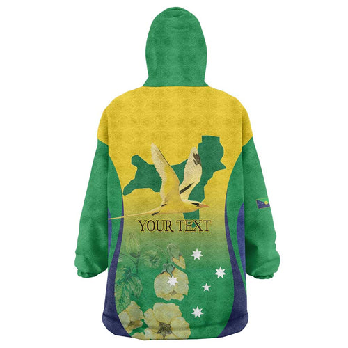 Personalised Australia Christmas Island Wearable Blanket Hoodie Golden Bosun Abutilon listeri With Map - Aussie Hoodie
