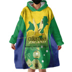 Personalised Australia Christmas Island Wearable Blanket Hoodie Golden Bosun Abutilon listeri With Map - Aussie Hoodie