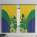 Australia Christmas Island Window Curtain Golden Bosun Abutilon listeri With Map - Aussie Hoodie