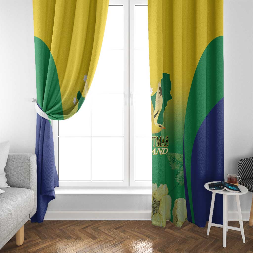 Australia Christmas Island Window Curtain Golden Bosun Abutilon listeri With Map - Aussie Hoodie