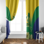 Australia Christmas Island Window Curtain Golden Bosun Abutilon listeri With Map - Aussie Hoodie