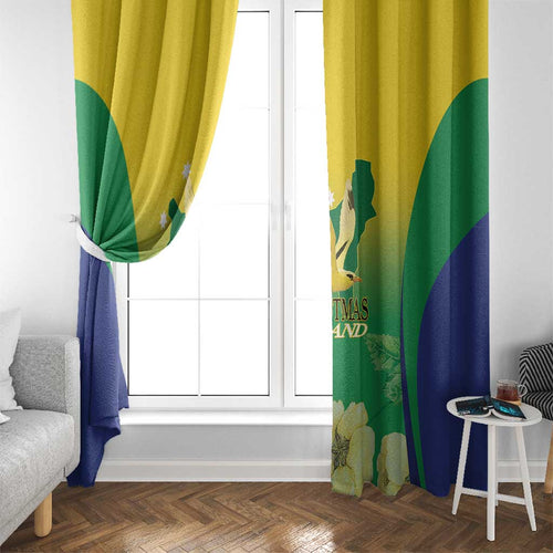 Australia Christmas Island Window Curtain Golden Bosun Abutilon listeri With Map - Aussie Hoodie