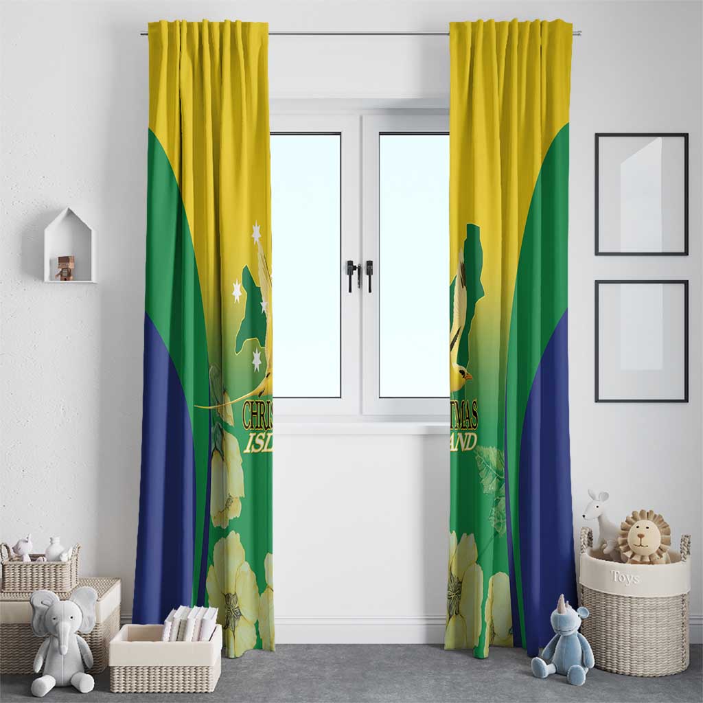 Australia Christmas Island Window Curtain Golden Bosun Abutilon listeri With Map - Aussie Hoodie