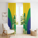 Australia Christmas Island Window Curtain Golden Bosun Abutilon listeri With Map - Aussie Hoodie