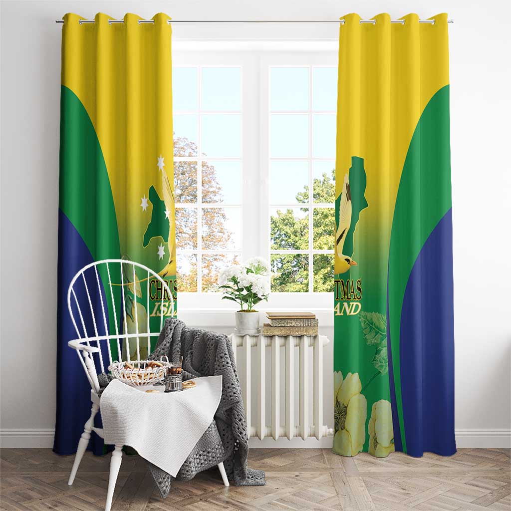 Australia Christmas Island Window Curtain Golden Bosun Abutilon listeri With Map - Aussie Hoodie