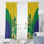 Australia Christmas Island Window Curtain Golden Bosun Abutilon listeri With Map - Aussie Hoodie