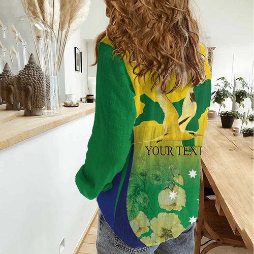 Personalised Australia Christmas Island Women Casual Shirt Golden Bosun Abutilon listeri With Map - Aussie Hoodie