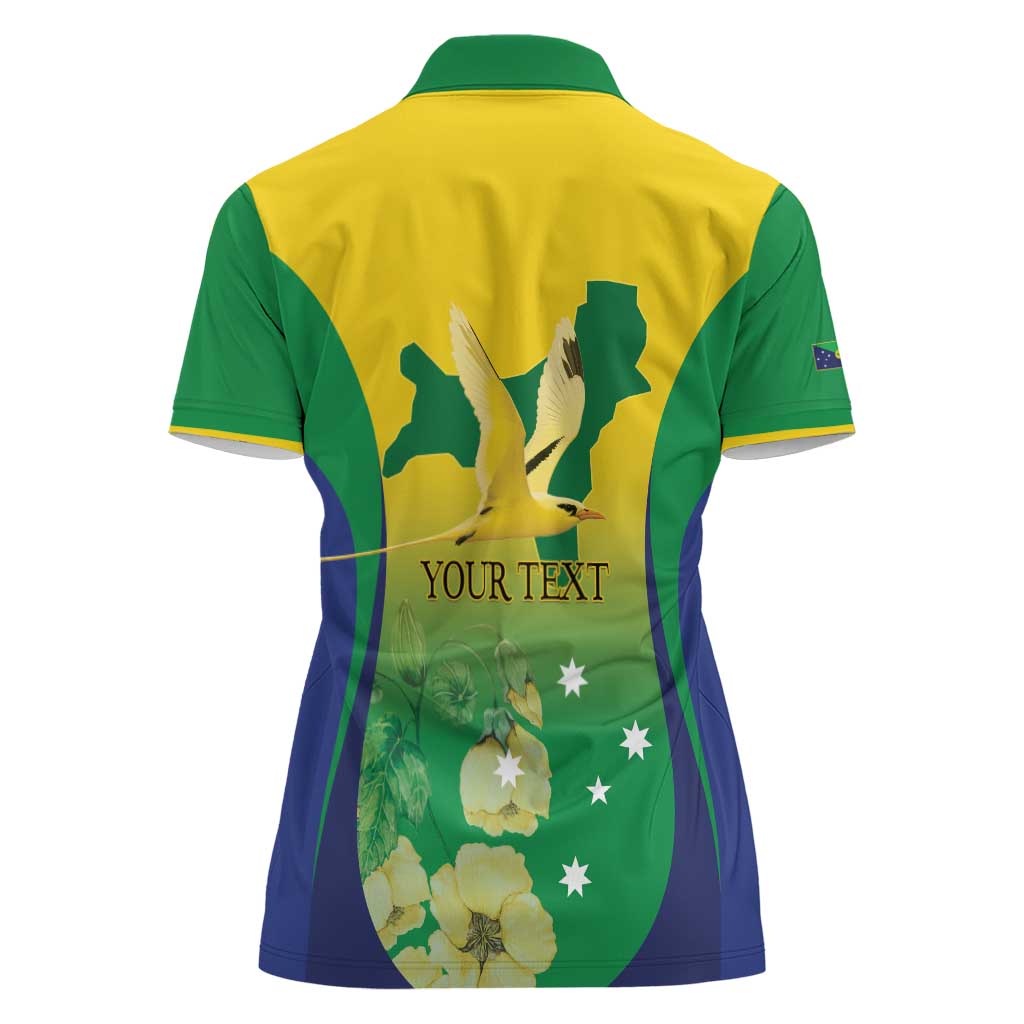 Personalised Australia Christmas Island Women Polo Shirt Golden Bosun Abutilon listeri With Map - Aussie Hoodie