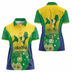 Personalised Australia Christmas Island Women Polo Shirt Golden Bosun Abutilon listeri With Map - Aussie Hoodie