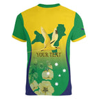 Personalised Australia Christmas Island Women V-Neck T-Shirt Golden Bosun Abutilon listeri With Map - Aussie Hoodie
