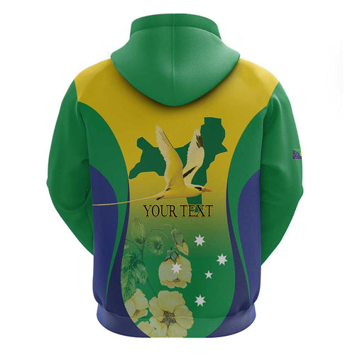 Personalised Australia Christmas Island Zip Hoodie Golden Bosun Abutilon listeri With Map - Aussie Hoodie