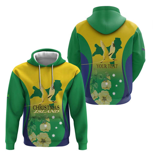 Personalised Australia Christmas Island Zip Hoodie Golden Bosun Abutilon listeri With Map - Aussie Hoodie