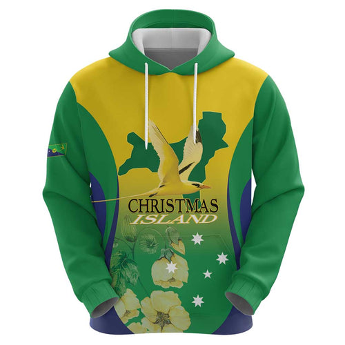 Personalised Australia Christmas Island Zip Hoodie Golden Bosun Abutilon listeri With Map - Aussie Hoodie