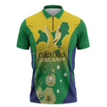 Personalised Australia Christmas Island Zipper Polo Shirt Golden Bosun Abutilon listeri With Map - Aussie Hoodie