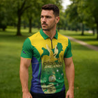 Personalised Australia Christmas Island Zipper Polo Shirt Golden Bosun Abutilon listeri With Map - Aussie Hoodie
