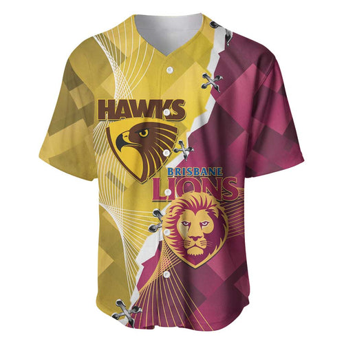 Personalised Hawks and Lions Inspired Baseball Jersey Dynamic Style - Aussie Hoodie