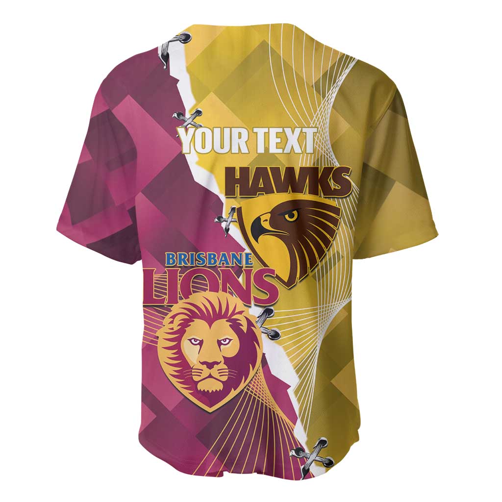 Personalised Hawks and Lions Inspired Baseball Jersey Dynamic Style - Aussie Hoodie