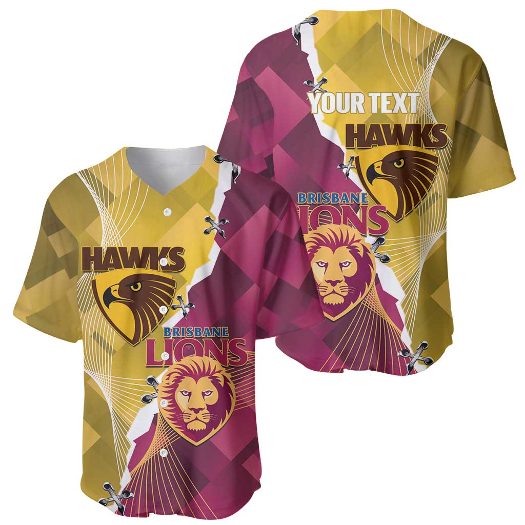Personalised Hawks and Lions Inspired Baseball Jersey Dynamic Style - Aussie Hoodie