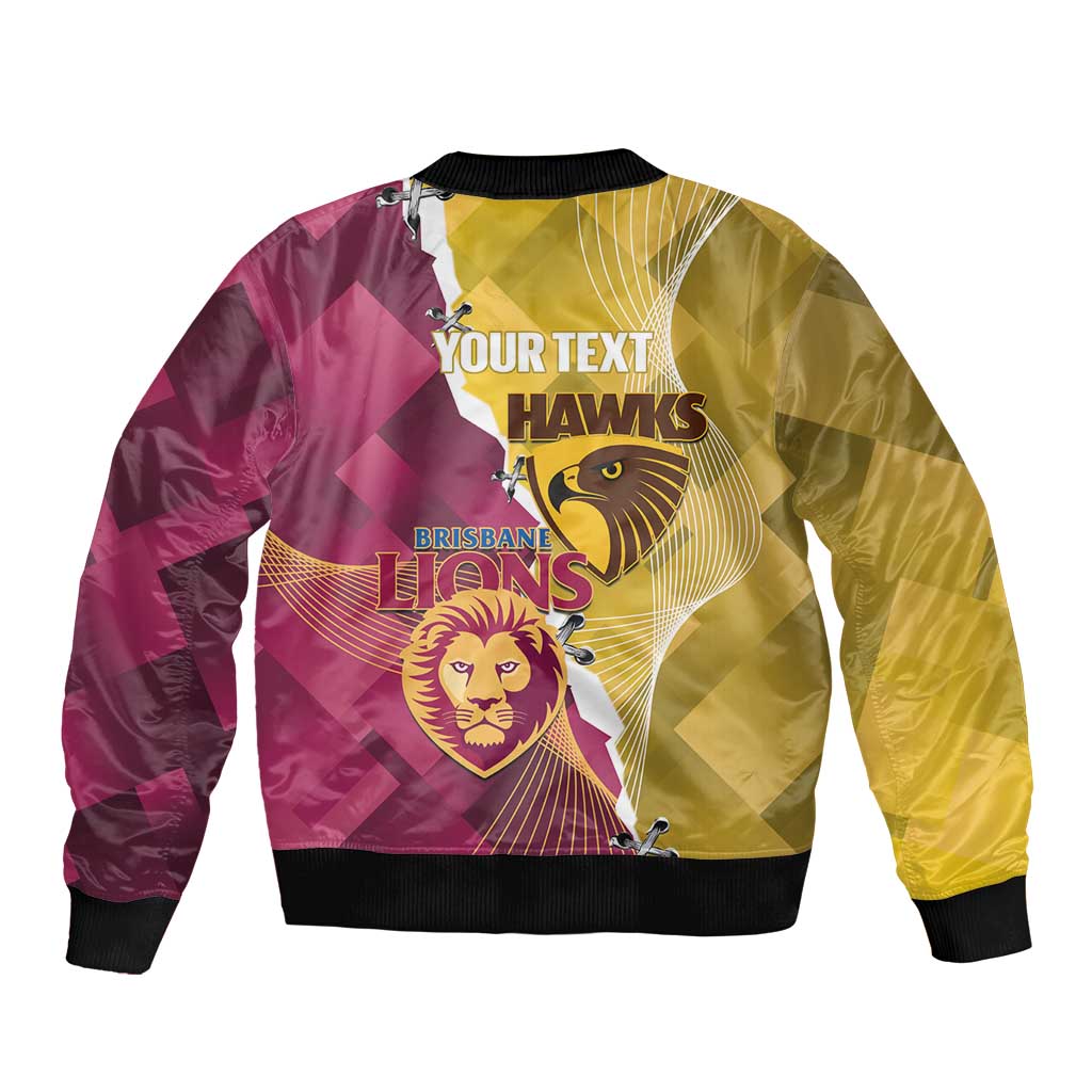 Personalised Hawks and Lions Inspired Bomber Jacket Dynamic Style - Aussie Hoodie