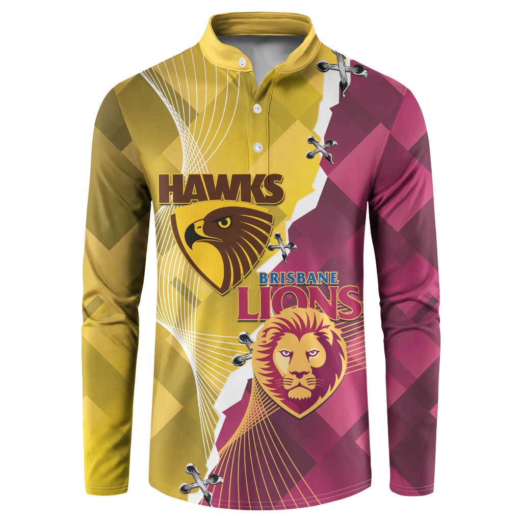 Personalised Hawks and Lions Inspired Button Sweatshirt Dynamic Style - Aussie Hoodie