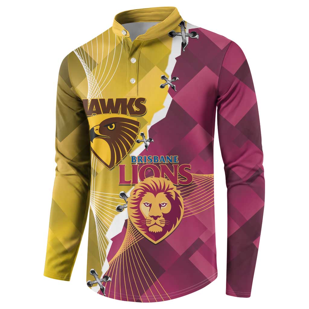 Personalised Hawks and Lions Inspired Button Sweatshirt Dynamic Style - Aussie Hoodie