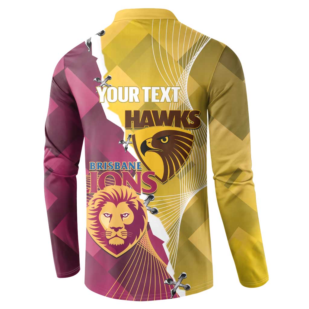 Personalised Hawks and Lions Inspired Button Sweatshirt Dynamic Style - Aussie Hoodie