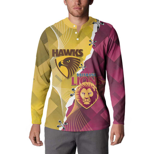 Personalised Hawks and Lions Inspired Button Sweatshirt Dynamic Style - Aussie Hoodie
