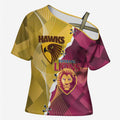 Personalised Hawks and Lions Inspired Cross Shoulder Shirt Dynamic Style - Aussie Hoodie