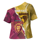 Personalised Hawks and Lions Inspired Cross Shoulder Shirt Dynamic Style - Aussie Hoodie