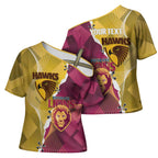 Personalised Hawks and Lions Inspired Cross Shoulder Shirt Dynamic Style - Aussie Hoodie