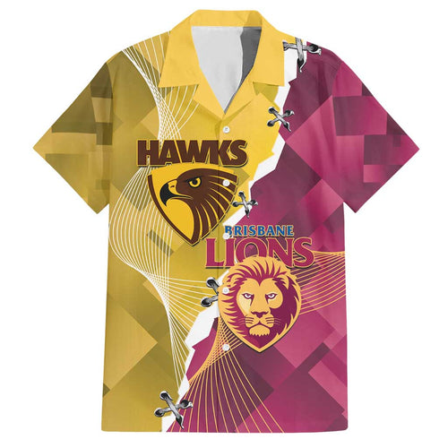 Personalised Hawks and Lions Inspired Hawaiian Shirt Dynamic Style - Aussie Hoodie