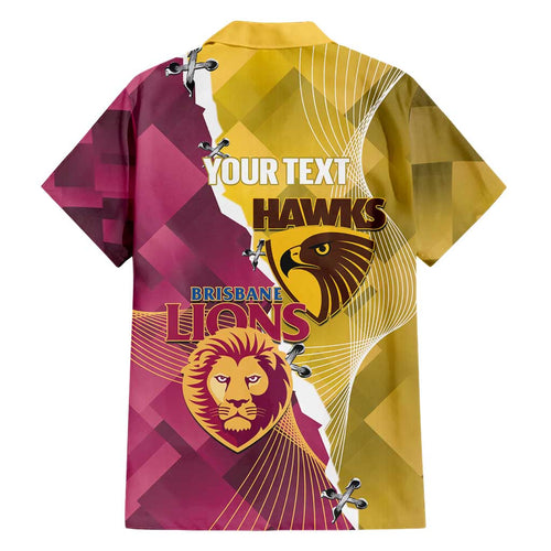 Personalised Hawks and Lions Inspired Hawaiian Shirt Dynamic Style - Aussie Hoodie