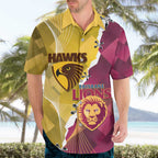 Personalised Hawks and Lions Inspired Hawaiian Shirt Dynamic Style - Aussie Hoodie