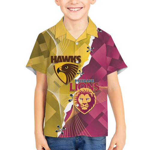 Personalised Hawks and Lions Inspired Hawaiian Shirt Dynamic Style - Aussie Hoodie