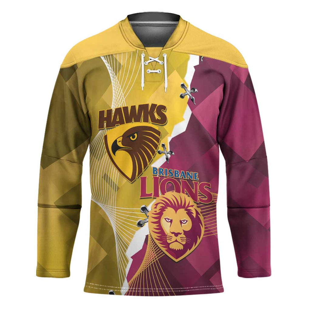 Personalised Hawks and Lions Inspired Hockey Jersey Dynamic Style - Aussie Hoodie