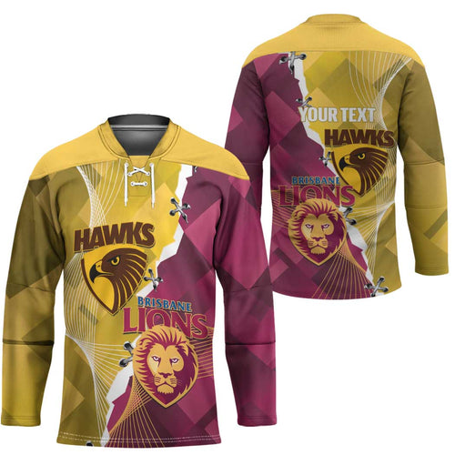Personalised Hawks and Lions Inspired Hockey Jersey Dynamic Style - Aussie Hoodie