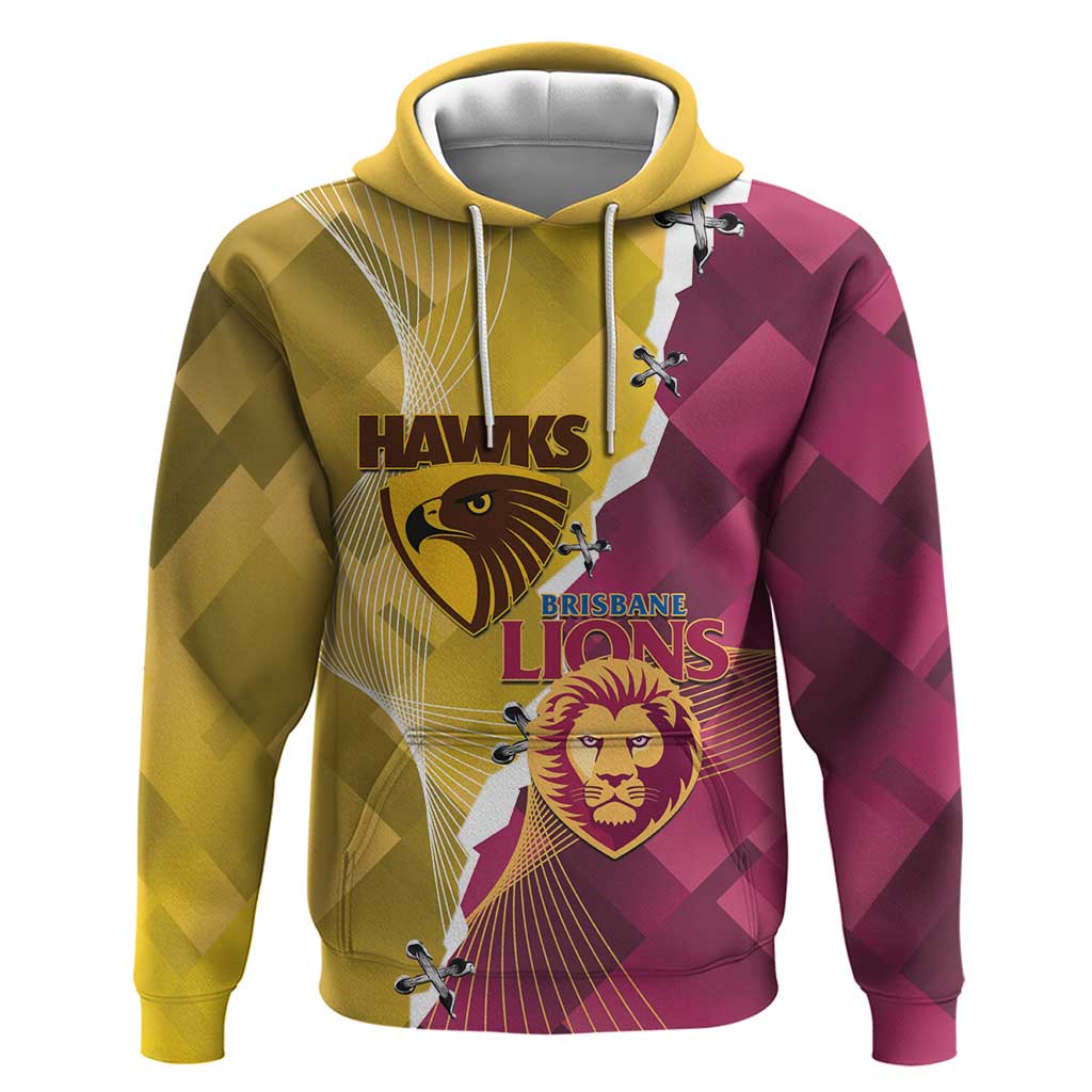 Personalised Hawks and Lions Inspired Hoodie Dynamic Style - Aussie Hoodie