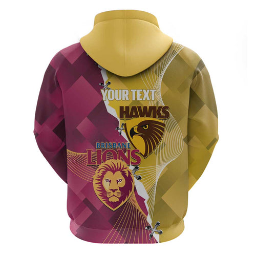 Personalised Hawks and Lions Inspired Hoodie Dynamic Style - Aussie Hoodie
