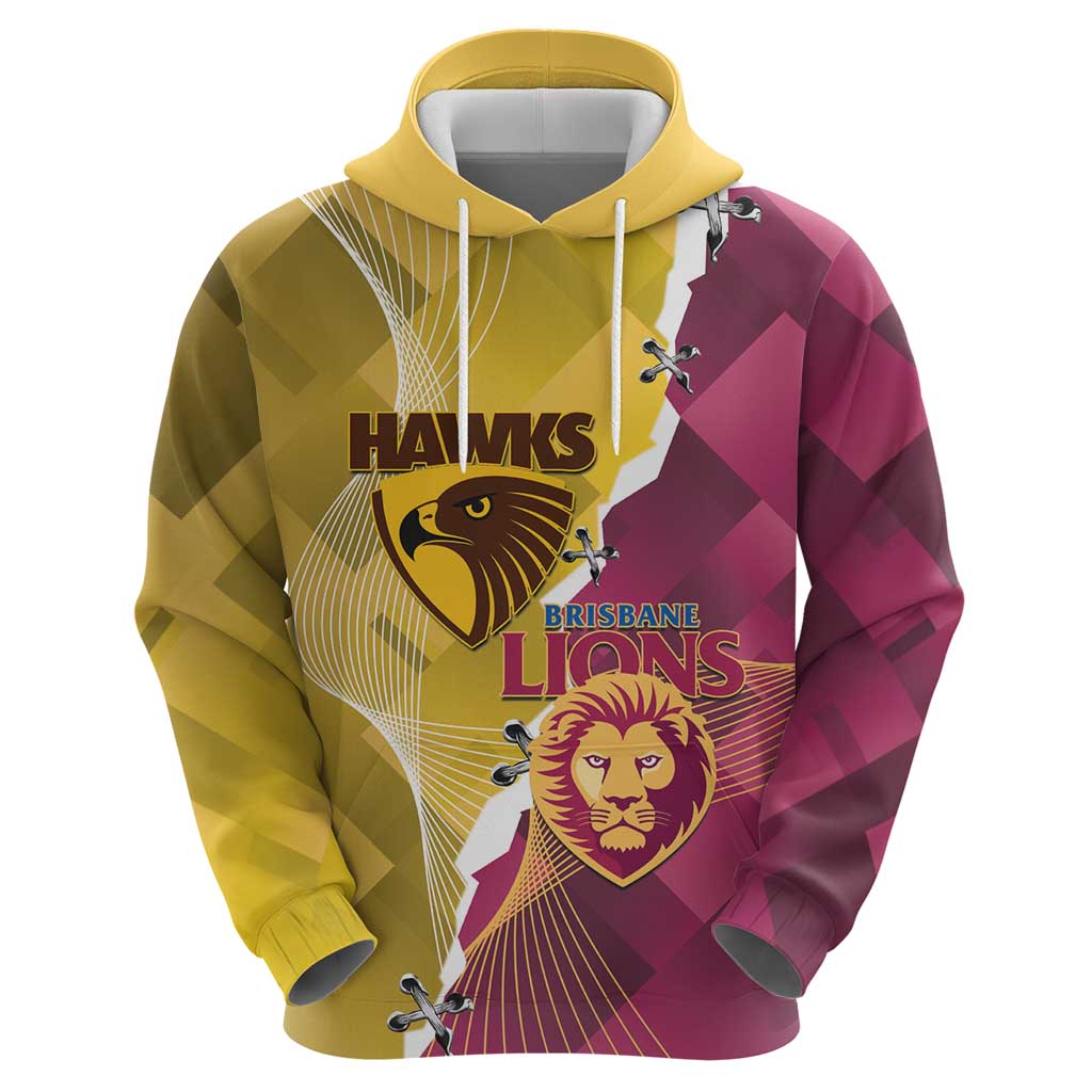 Personalised Hawks and Lions Inspired Hoodie Dynamic Style - Aussie Hoodie