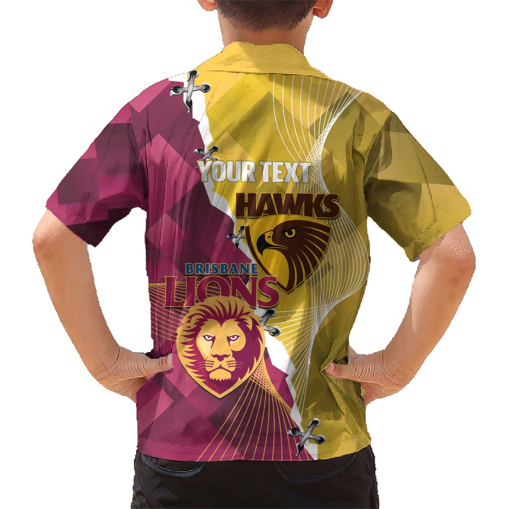 Personalised Hawks and Lions Inspired Kid Hawaiian Shirt Dynamic Style - Aussie Hoodie