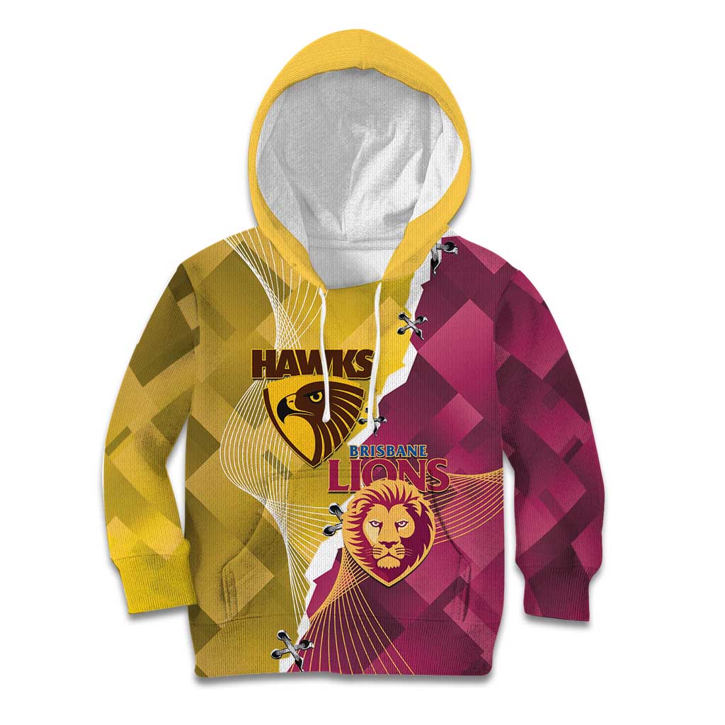 Personalised Hawks and Lions Inspired Kid Hoodie Dynamic Style - Aussie Hoodie