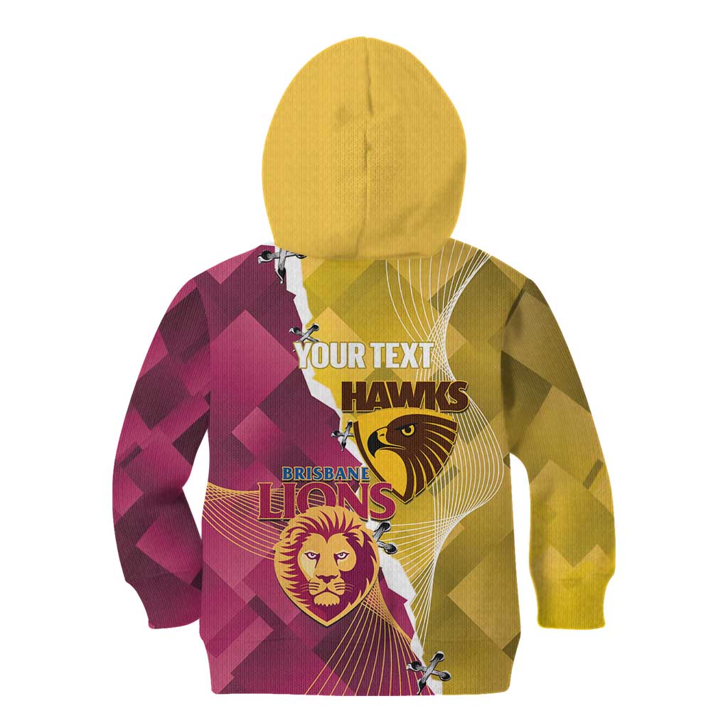 Personalised Hawks and Lions Inspired Kid Hoodie Dynamic Style - Aussie Hoodie