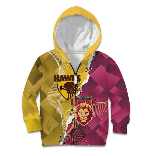 Personalised Hawks and Lions Inspired Kid Hoodie Dynamic Style - Aussie Hoodie