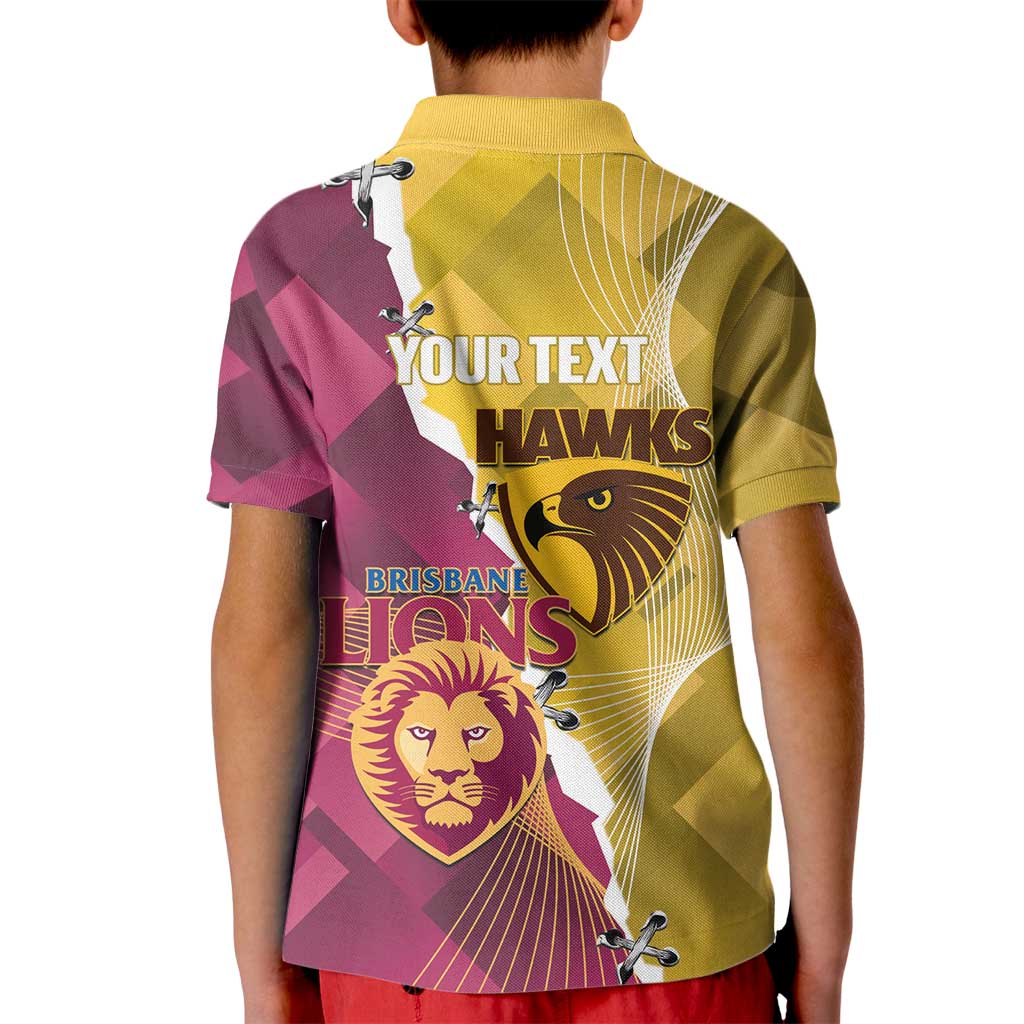Personalised Hawks and Lions Inspired Kid Polo Shirt Dynamic Style - Aussie Hoodie