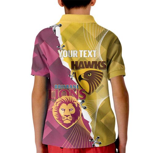 Personalised Hawks and Lions Inspired Kid Polo Shirt Dynamic Style - Aussie Hoodie