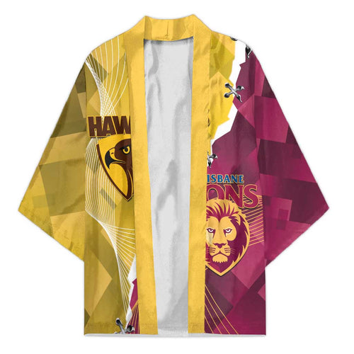 Personalised Hawks and Lions Inspired Kimono Dynamic Style - Aussie Hoodie