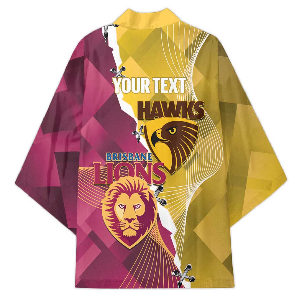 Personalised Hawks and Lions Inspired Kimono Dynamic Style - Aussie Hoodie